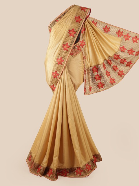 

Pothys Cream-Coloured & Red Art Silk Saree