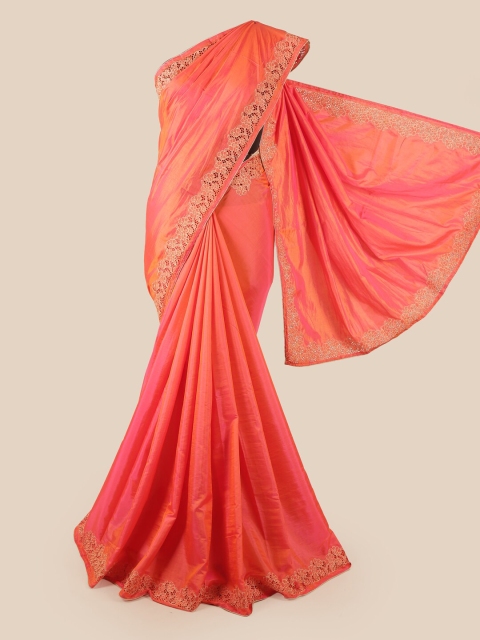 

Pothys Peach-Coloured Embroidered Art Silk Saree