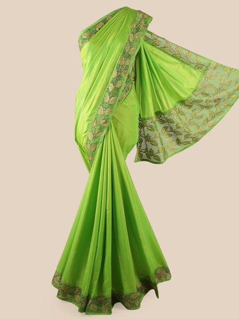 

Pothys Green & Gold-Coloured Cut Work Art Silk Saree