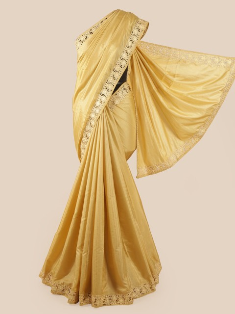 

Pothys Cream-Coloured Embroidered & Cut Work Art Silk Saree