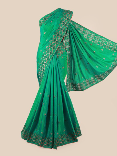 

Pothys Green & Pink Embroidered Art Silk Saree