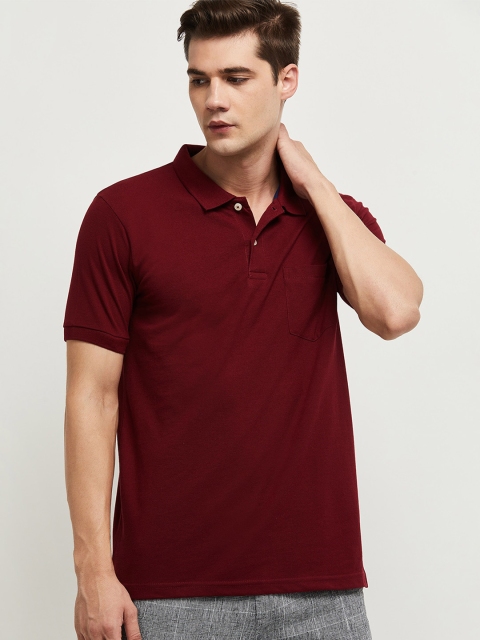 

max Men Maroon Polo Collar T-shirt