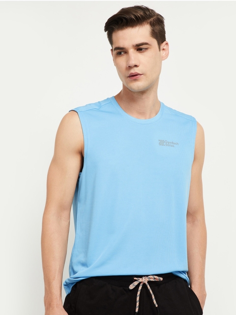 

max Men Blue Solid T-shirt