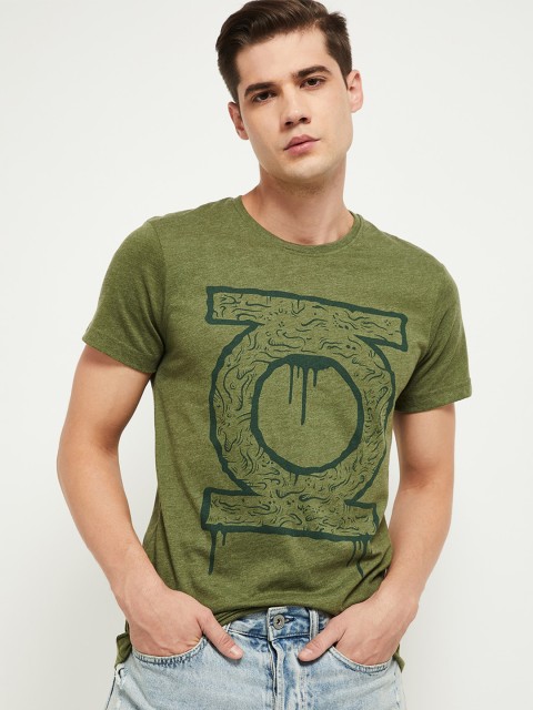 

max Men Green Graphic Printed T-shirt