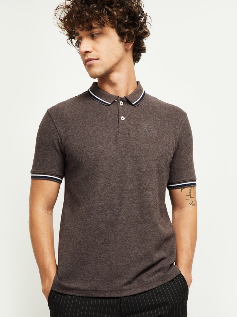 

max Men Brown Polo Collar T-shirt