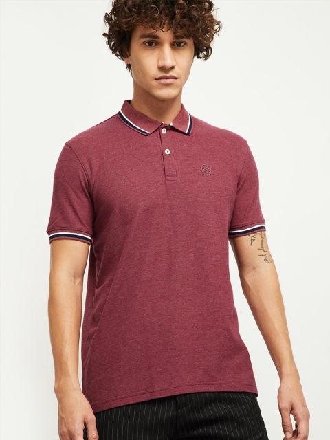 

max Men Maroon Polo Collar T-shirt