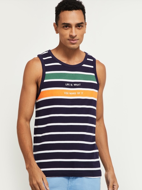 

max Men Multicoloured Striped Pure Cotton T-shirt, Multi