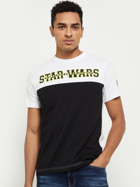 

max Men Black & White Colourblocked T-shirt