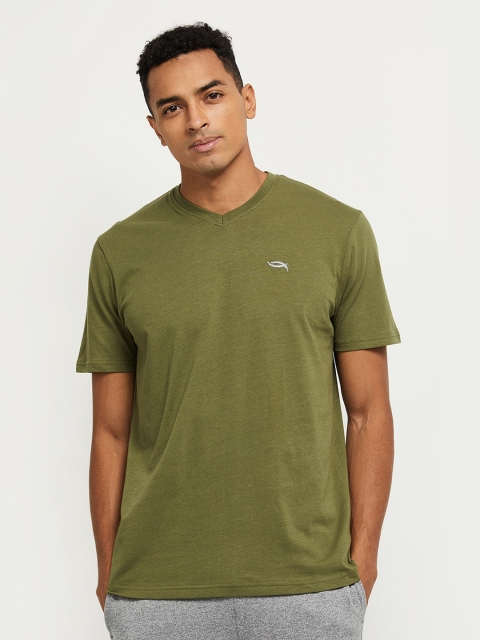 

max Men Green Applique T-shirt