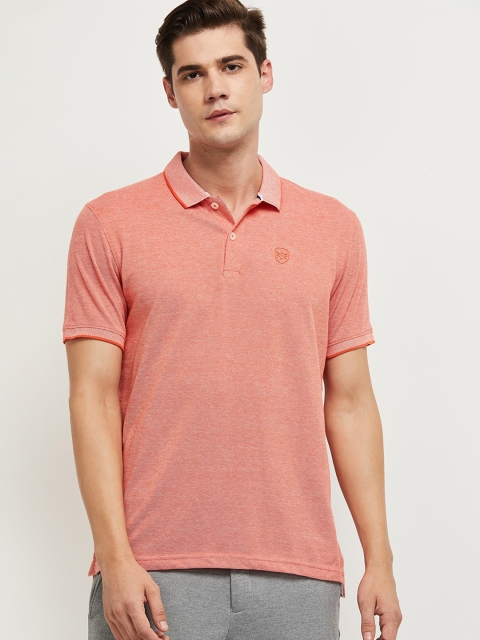 

max Men Orange Polo Collar T-shirt
