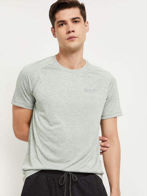 

max Men Grey Solid Raglan Sleeves T-shirt