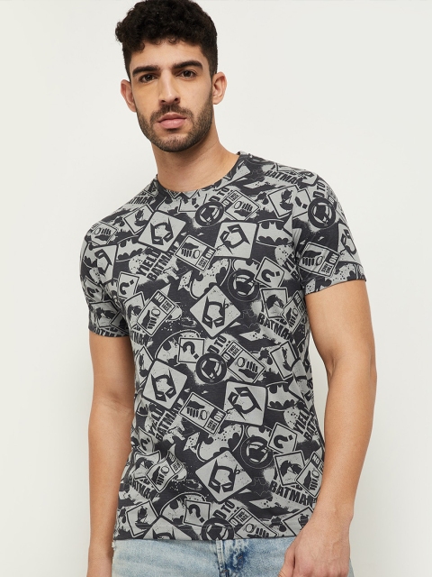 

max Men Black & Grey Batman Printed Slim Fit T-shirt