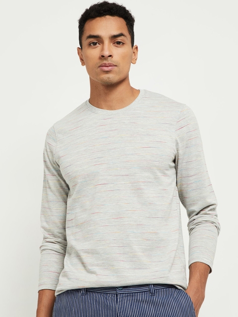 max Men White Striped T-shirt