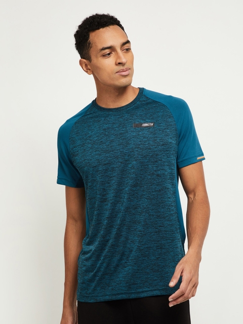 

max Men Teal Blue Solid Raglan Sleeves T-shirt