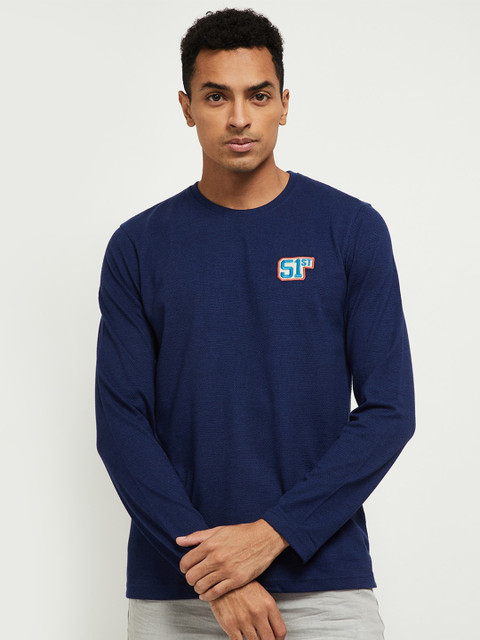 

max Men Blue Applique T-shirt