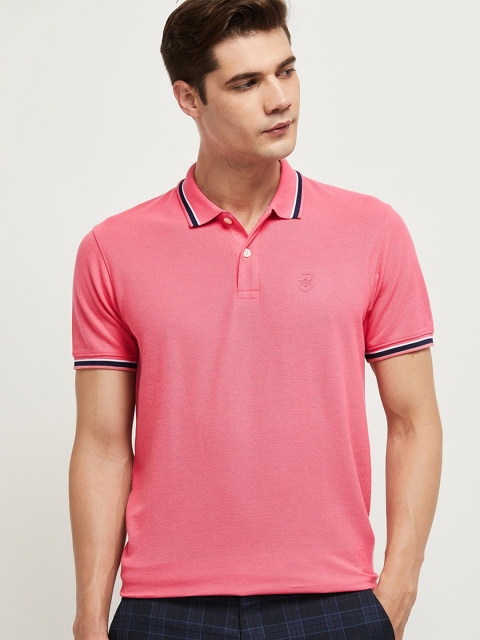 

max Men Pink Polo Collar T-shirt
