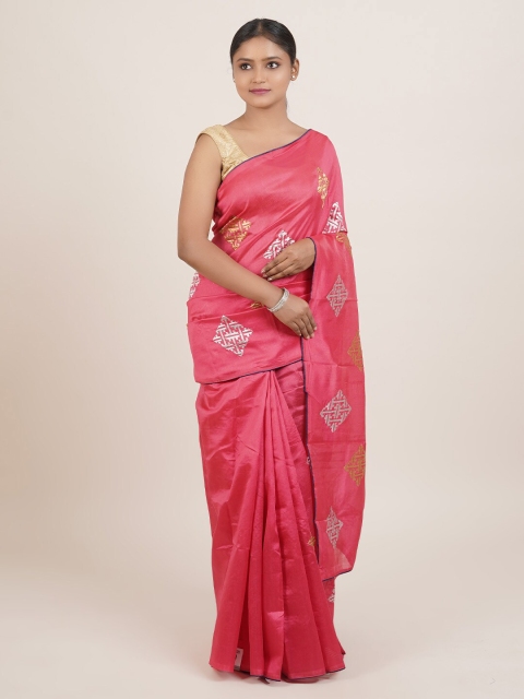 

Pothys Pink Ethnic Motifs Embroidered Saree