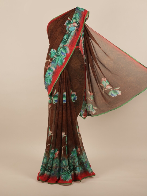 

Pothys Brown & Red Floral Printed Saree