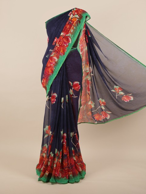 

Pothys Navy Blue & Red Floral Saree