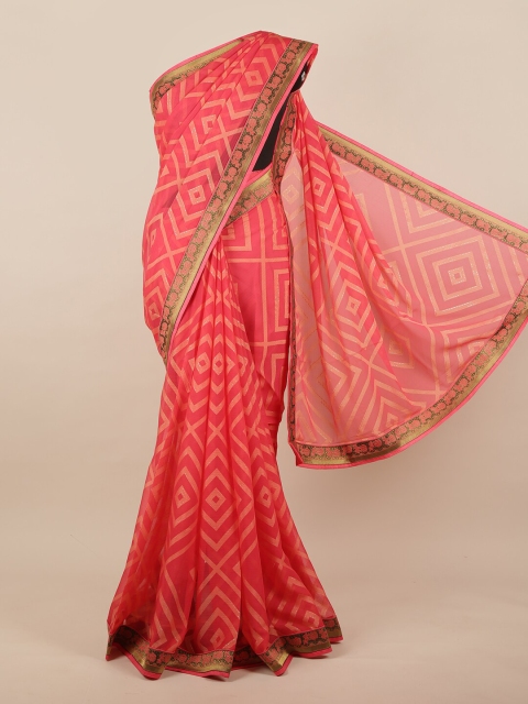 

Pothys Pink & Gold-Toned Georgette Saree