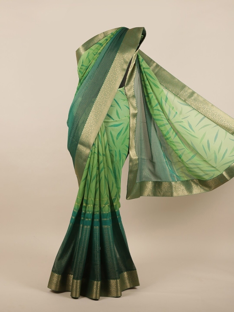

Pothys Green & Gold-Toned Zari Poly Georgette Saree