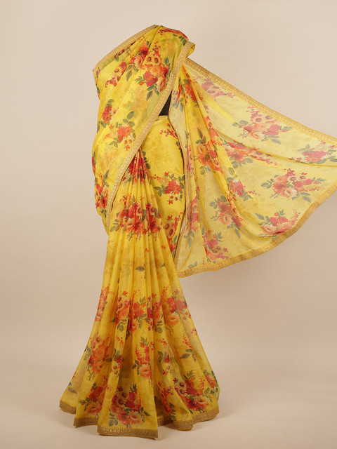 

Pothys Yellow & Red Floral Saree