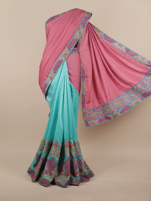 

Pothys Lavender & Blue Ethnic Motifs Embroidered Saree