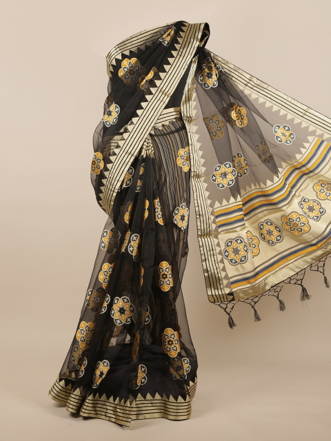 

Pothys Black & Gold-Toned Ethnic Motifs Saree