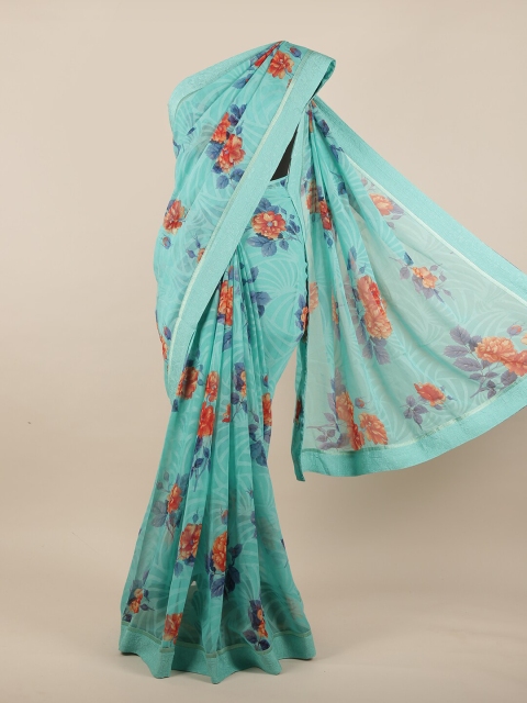 

Pothys Blue & Orange Floral Saree