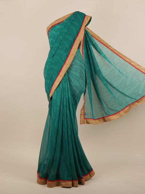 

Pothys Sea Green & Beige Paisley Saree