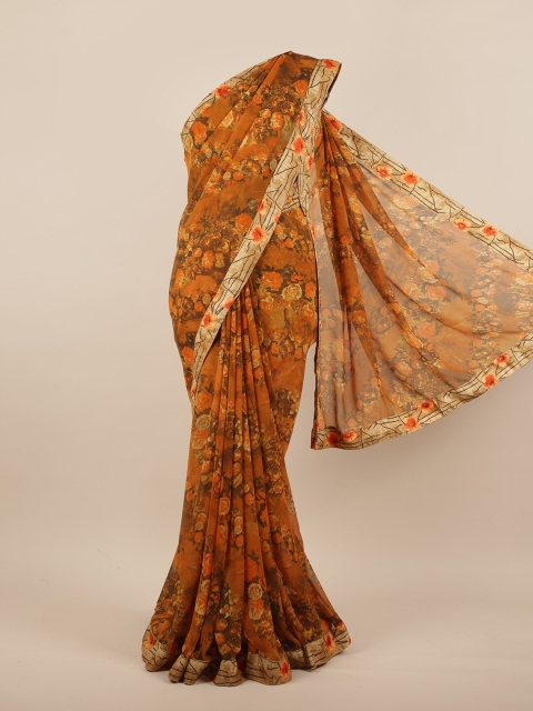 

Pothys Brown & Green Floral Saree