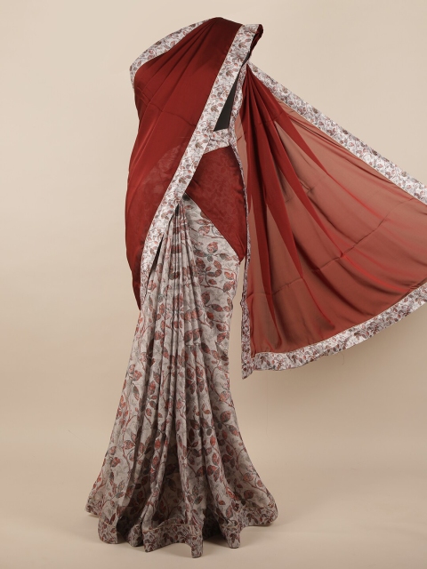 

Pothys Maroon & Grey Floral Saree