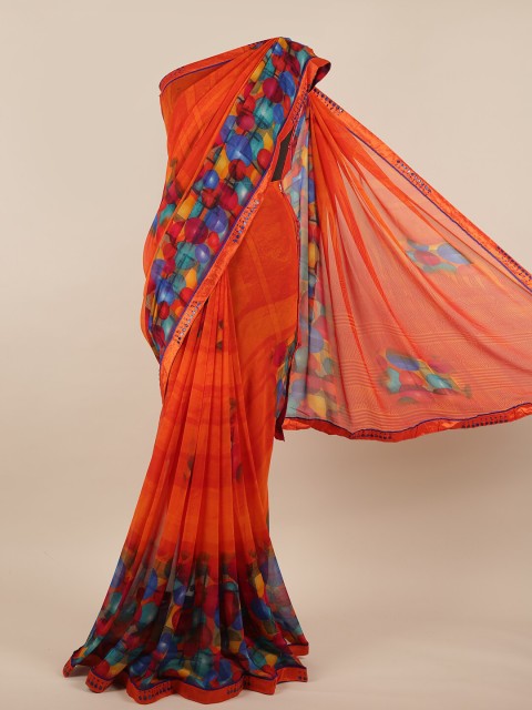 

Pothys Orange & Blue Printed Saree