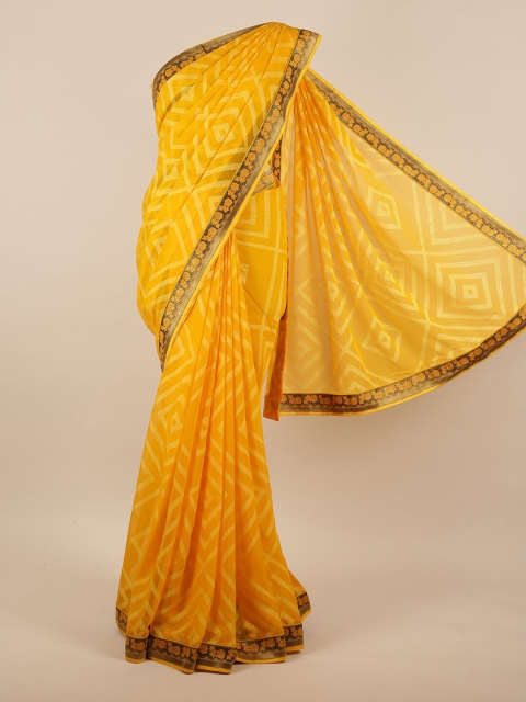 

Pothys Yellow & Gold-Toned Printed Saree