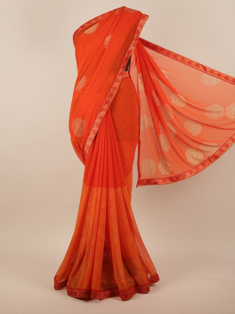 

Pothys Orange & Beige Floral Saree