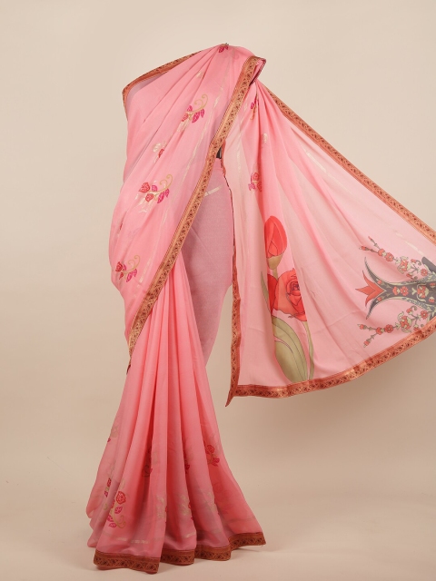 

Pothys Pink & Red Floral Zari Saree