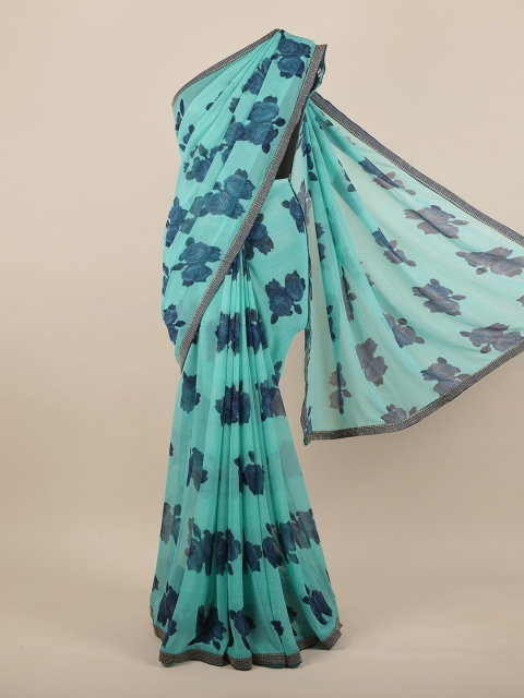 

Pothys Turquoise Blue & Blue Floral Saree