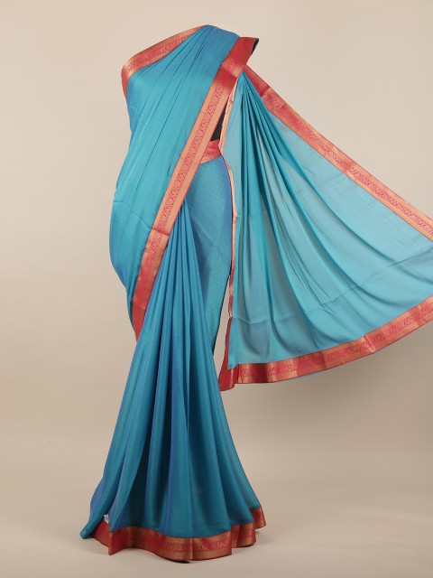 

Pothys Blue & Gold-Toned Ethnic Motifs Zari Saree