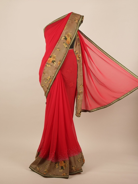 

Pothys Red & Brown Floral Saree