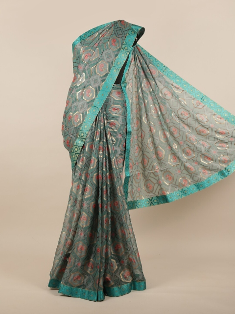 

Pothys Blue & Grey Zari Saree