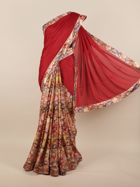 

Pothys Maroon & Beige Printed Saree