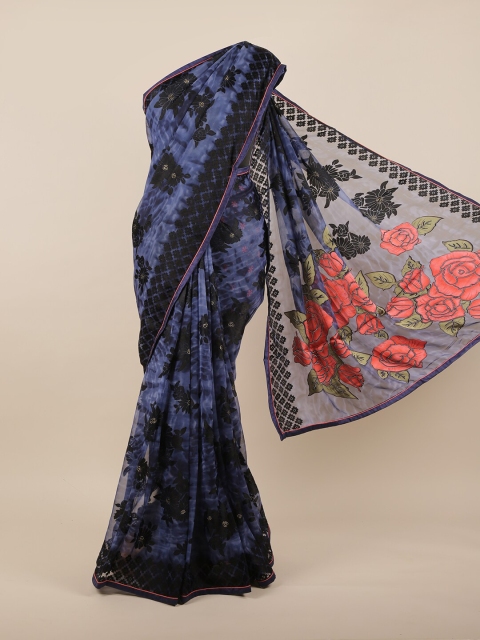 

Pothys Blue & Black Floral Saree