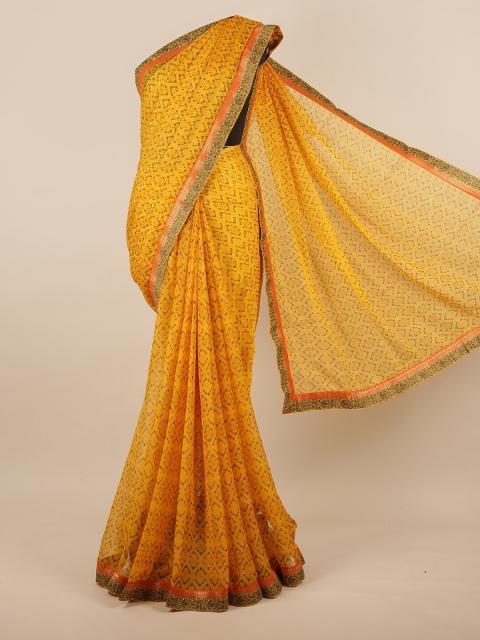

Pothys Mustard & Orange Zari Saree