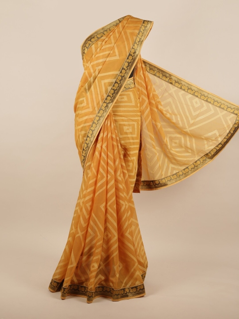 

Pothys Mustard & Brown Zari Saree