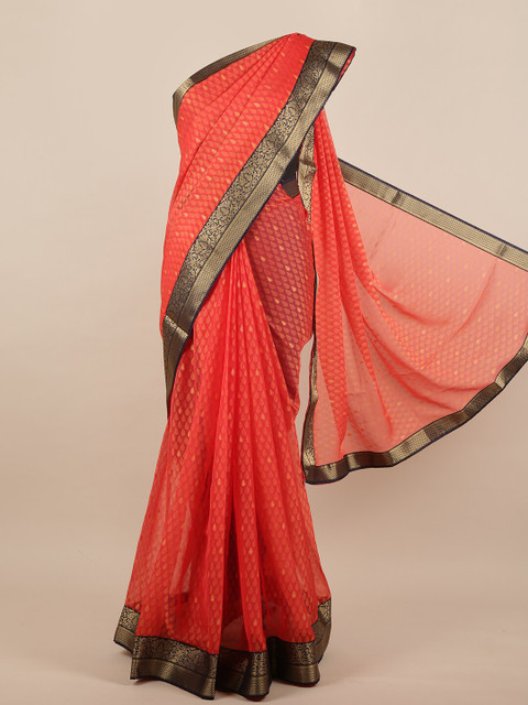 

Pothys Pink & Navy Blue Zari Saree