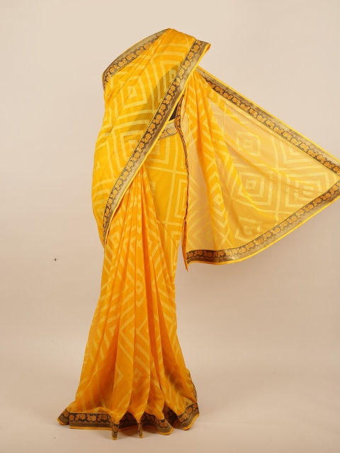 

Pothys Yellow & Brown Zari Saree