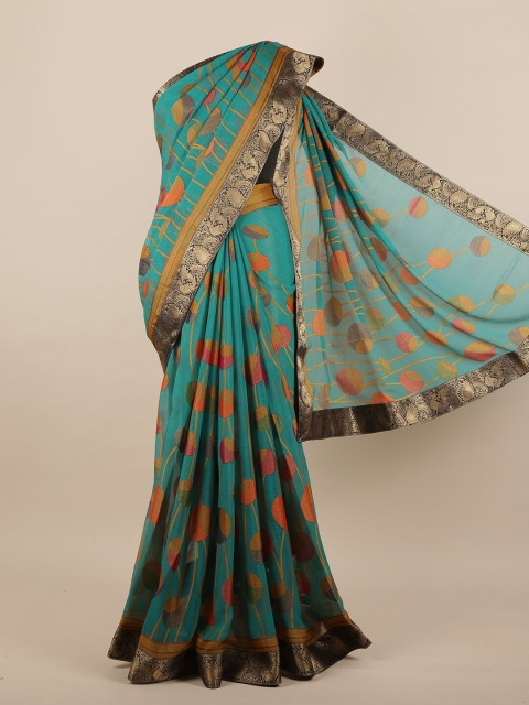 

Pothys Turquoise Blue & Red Zari Saree