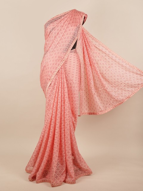

Pothys Pink Floral Beads and Stones Saree