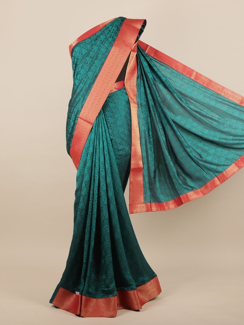 

Pothys Blue & Gold-Toned Zari Saree