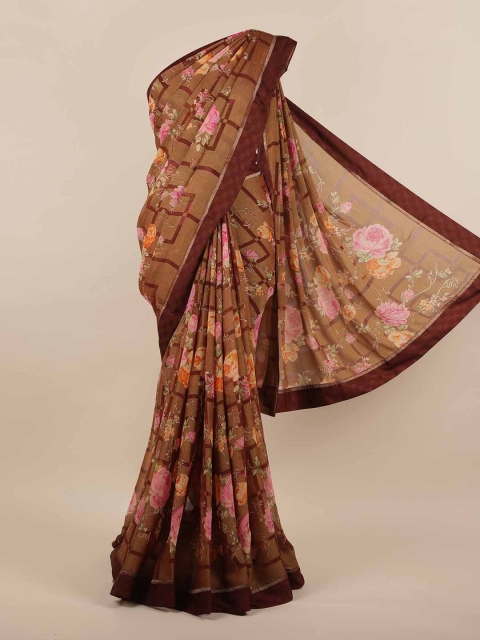 

Pothys Brown & Pink Floral Saree
